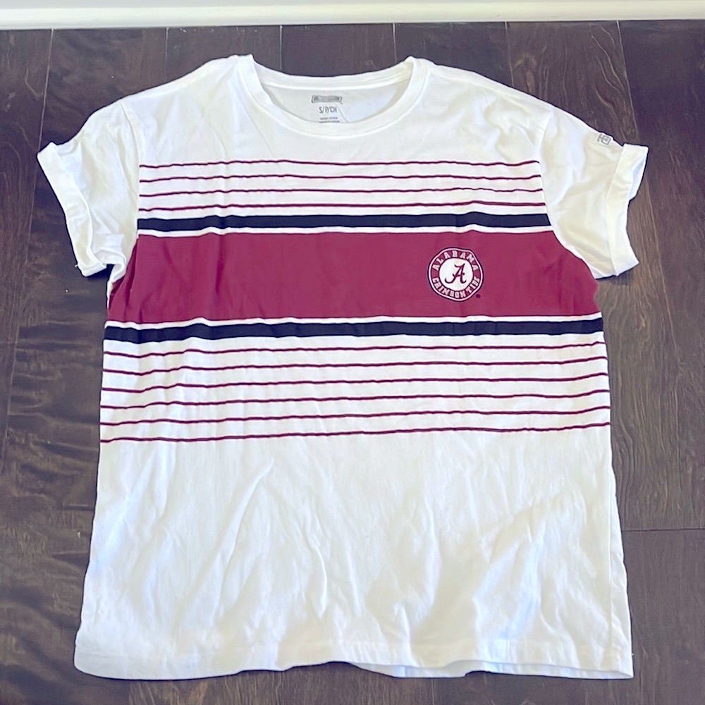 Tailgate by American Eagle Alabama Crimson Tide striped roll-sleeve tshirt small